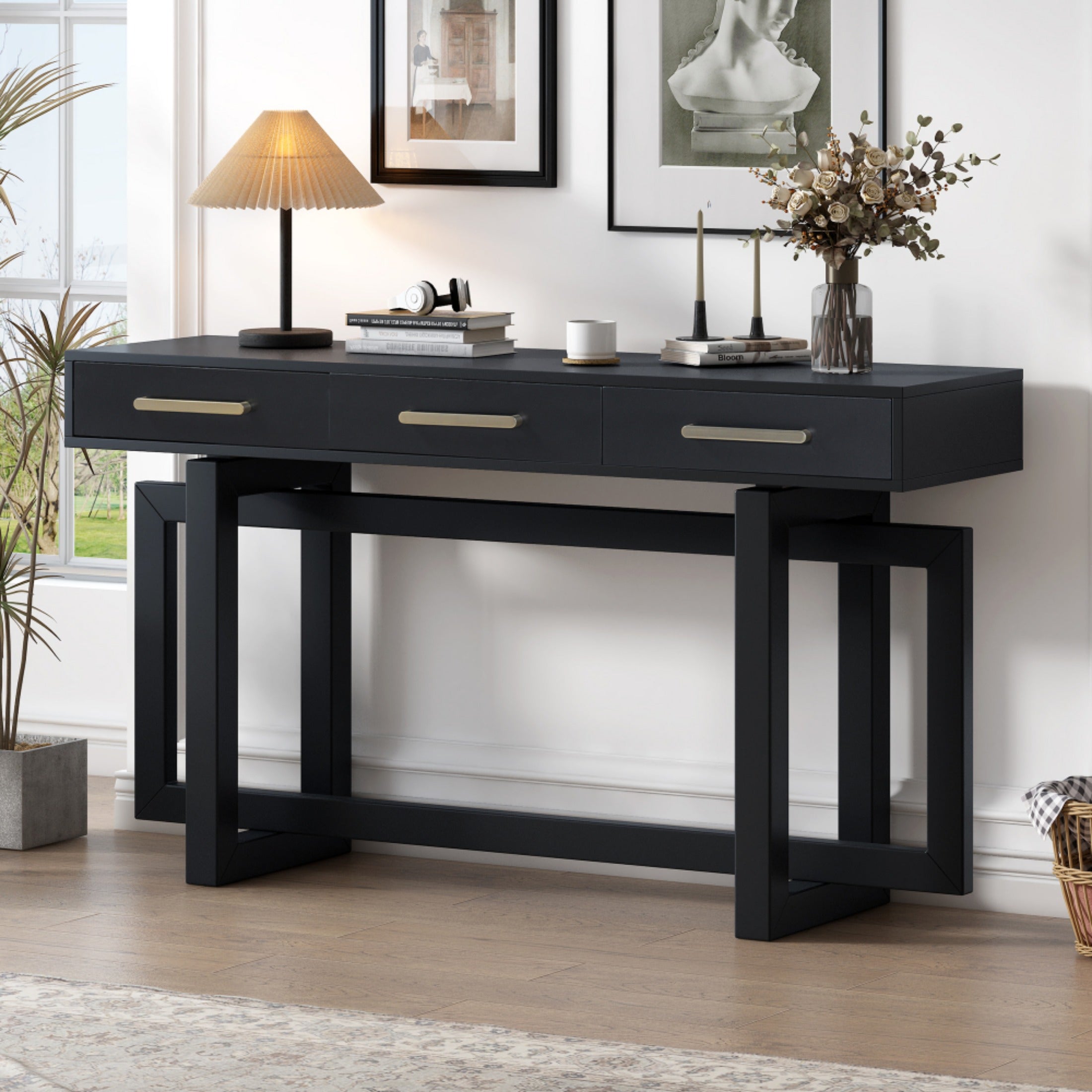 Elegant Console Table with Three Drawers, Extra Long Entryway Table for Entryway, Hallway, Living Room, Foyer, Corridor