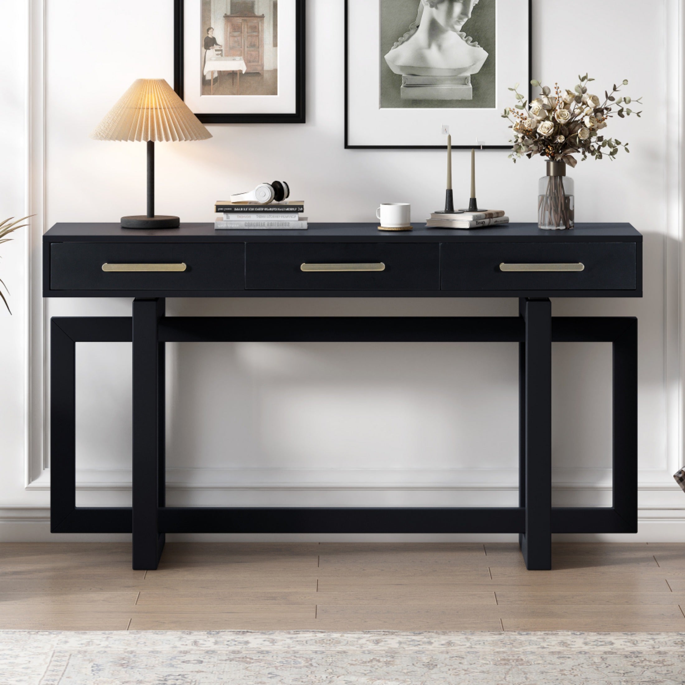 Elegant Console Table with Three Drawers, Extra Long Entryway Table for Entryway, Hallway, Living Room, Foyer, Corridor