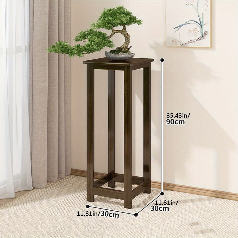 1pc Bamboo Plant Stand, 1-Tier Indoor Corner Shelf for Plants, Outdoor Square Flower Pot Holder for Patio, Balcony, Garden, Living Room, Plant Shelf, Corner Plant Holder