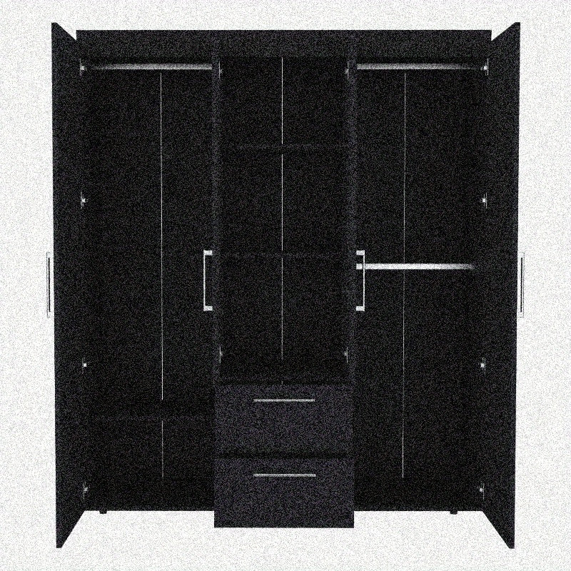 Black Deluxe Armoire with Multiple Storage Options and Metal Accents, Ideal for Bedroom and Living Room, Space-Saving and Stylish, Durable and Functional Wardrobe for Home Organization