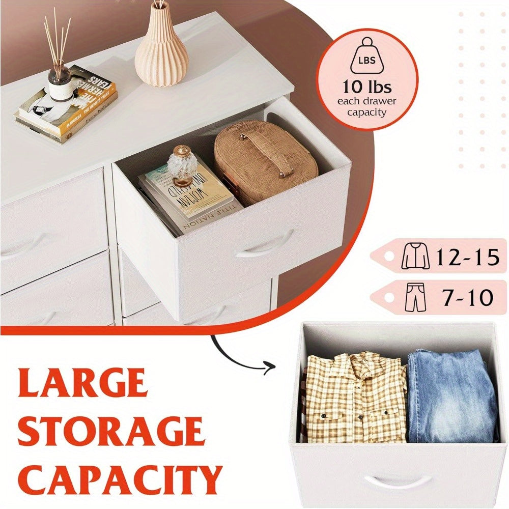 Fabric Dresser for Bedroom 6 Drawer Double Dresser Storage Tower with Fabric Bins Chest of Drawers for Closet Living