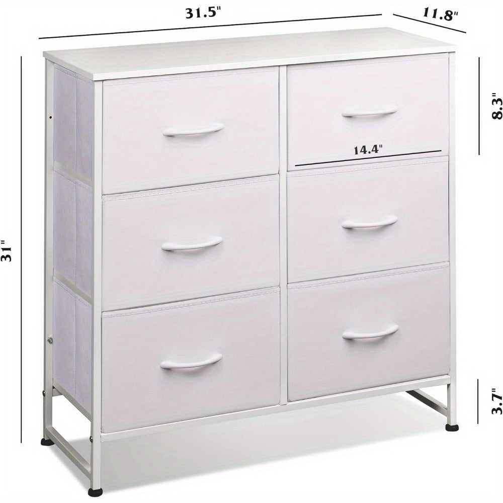 Fabric Dresser for Bedroom 6 Drawer Double Dresser Storage Tower with Fabric Bins Chest of Drawers for Closet Living