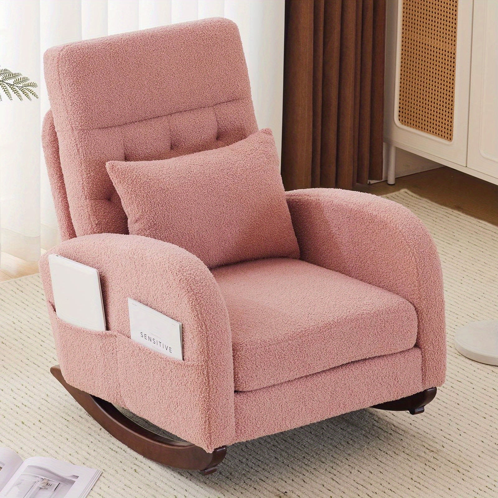 Glider Accent Chair Reading Chair Rocking Comfy Chenille Upholstered Single Sofa Rocker for Living Room, Nursery, Bedroom