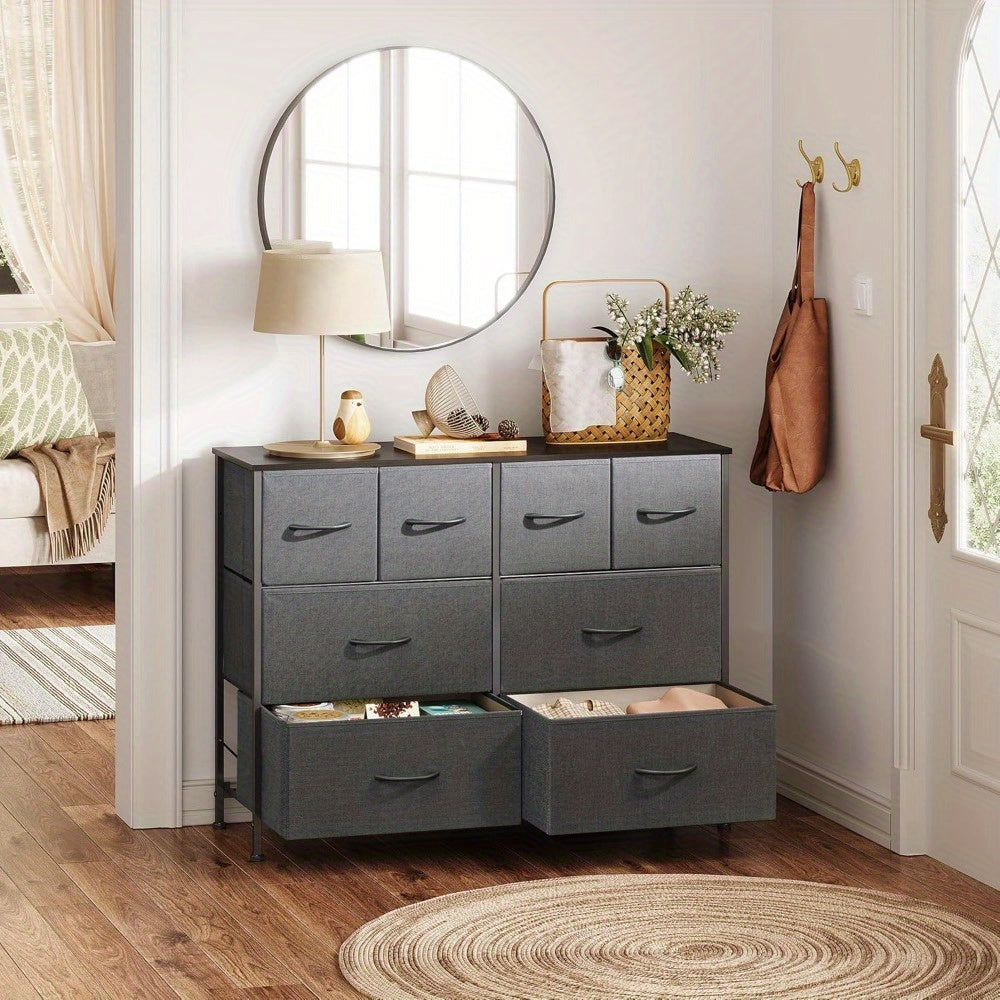 Dresser for Bedroom with 8 Drawers Wide Fabric Dresser for Storage and Organization Bedroom Dresser Chest of Drawers