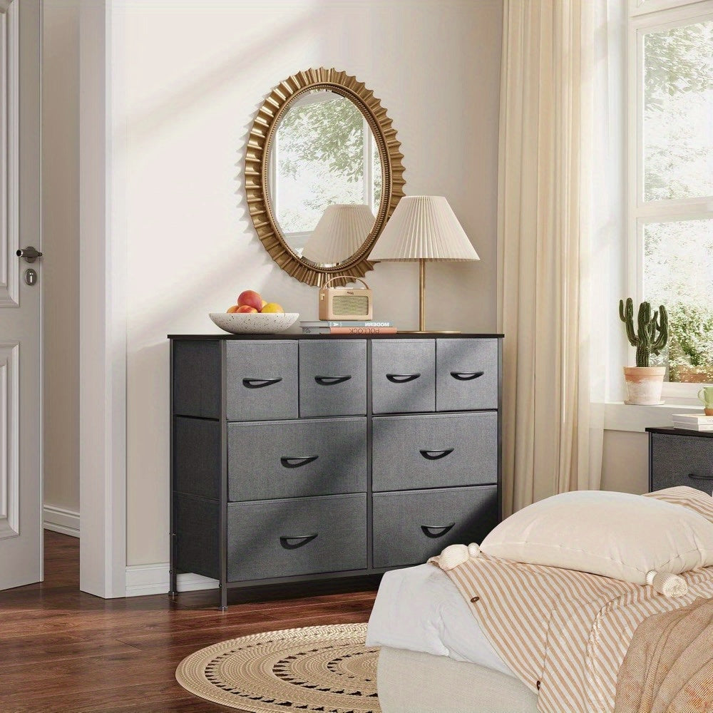 Dresser for Bedroom with 8 Drawers Wide Fabric Dresser for Storage and Organization Bedroom Dresser Chest of Drawers