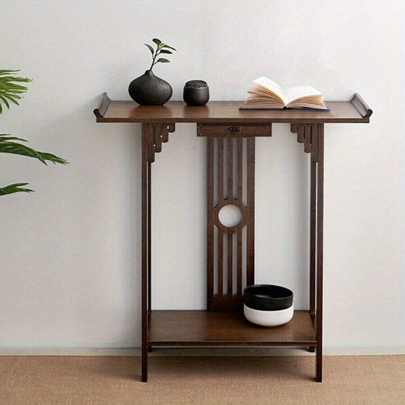 Chinese Style Vintage Console Table Sofa Side Accent Table Entryway Bottom Shelf