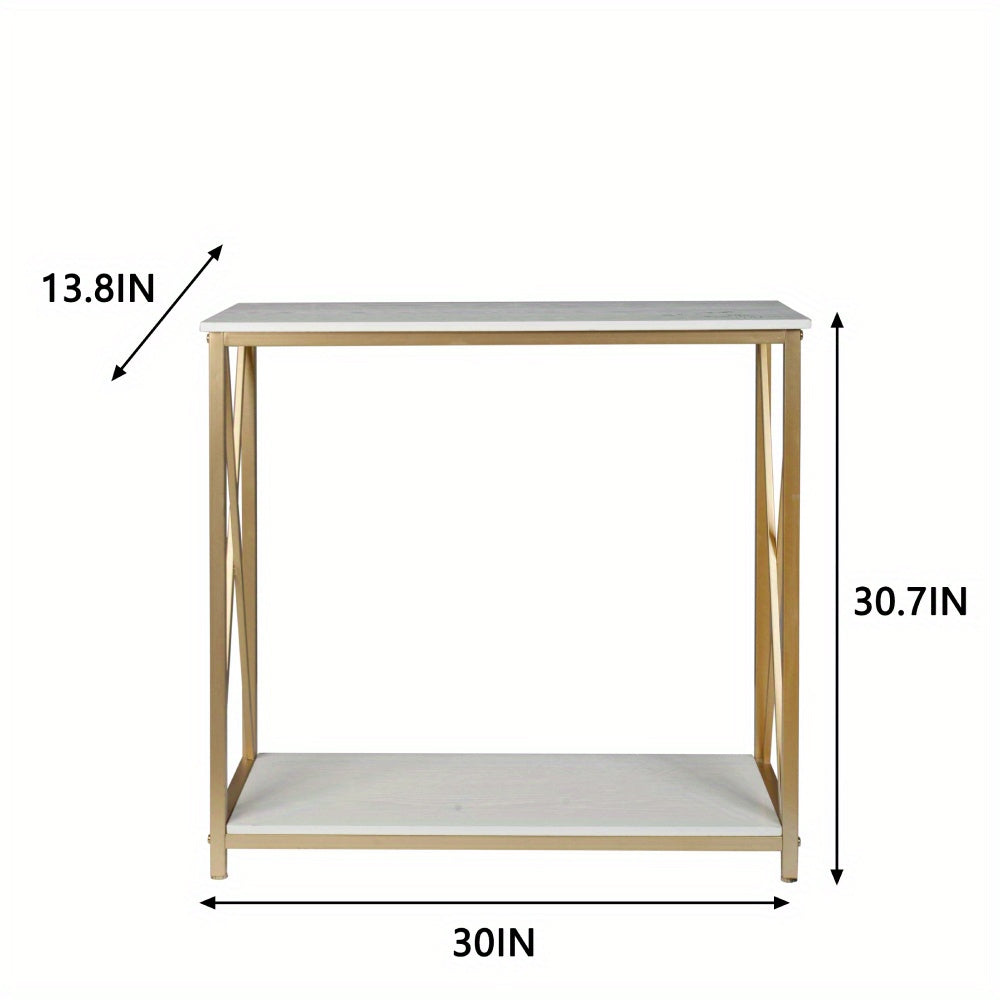 Golden Console Table 2 Tier Entryway Table Hallway Table Narrow Sofa Table with Shelves Entrance Table for Entryway