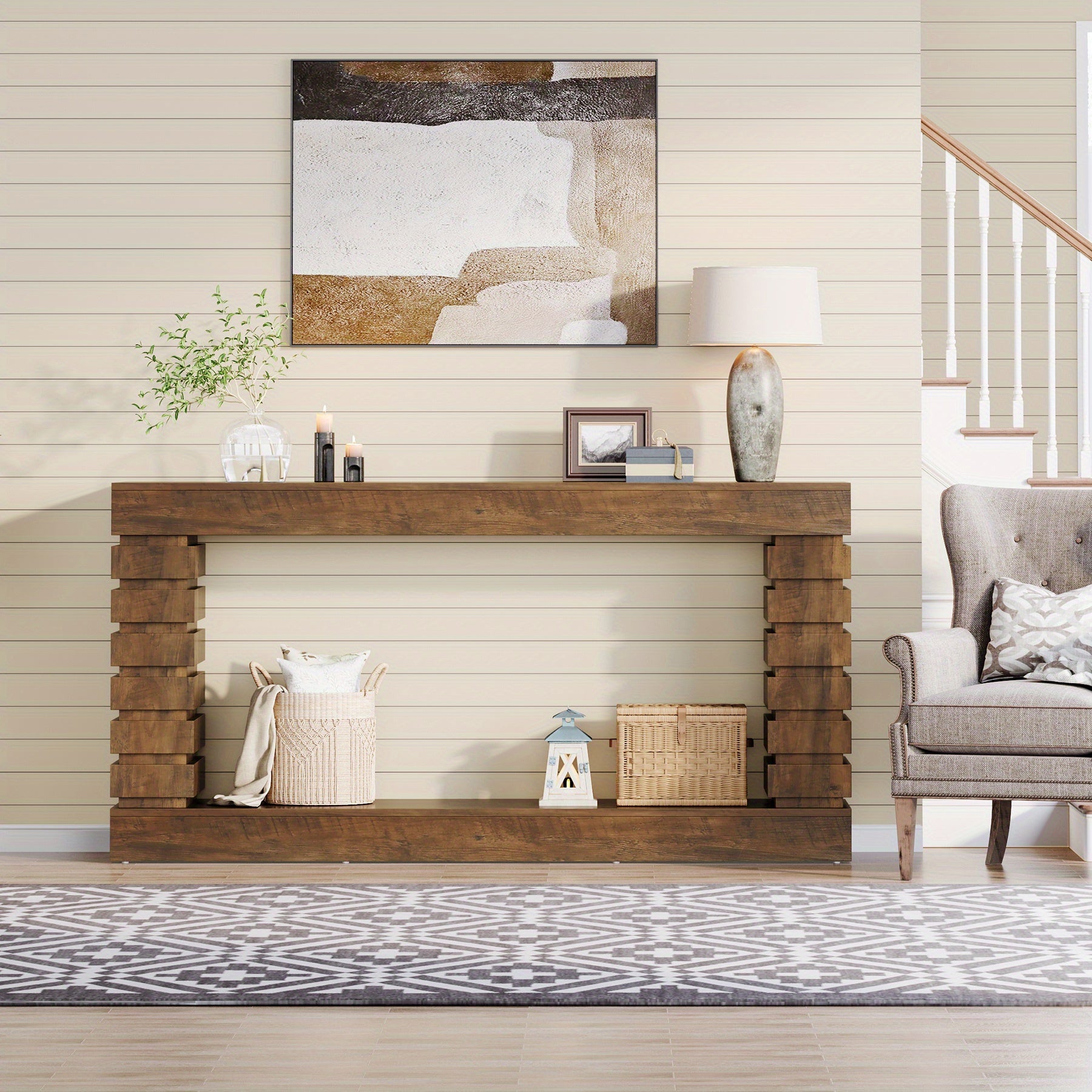 70.8 inch console table, wooden rectangular sofa table