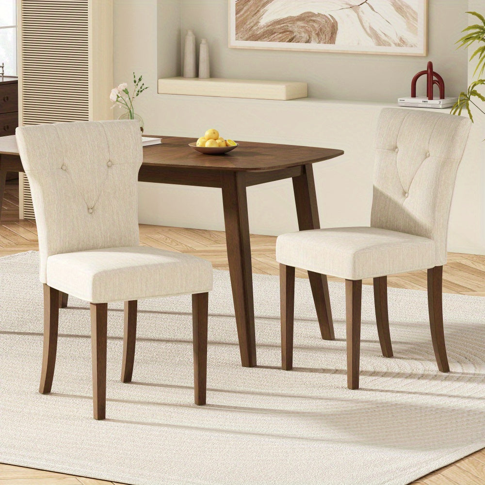 Dining Chairs Set of 2, Upholstered Kitchen & Dining Room Chairs (Cream)