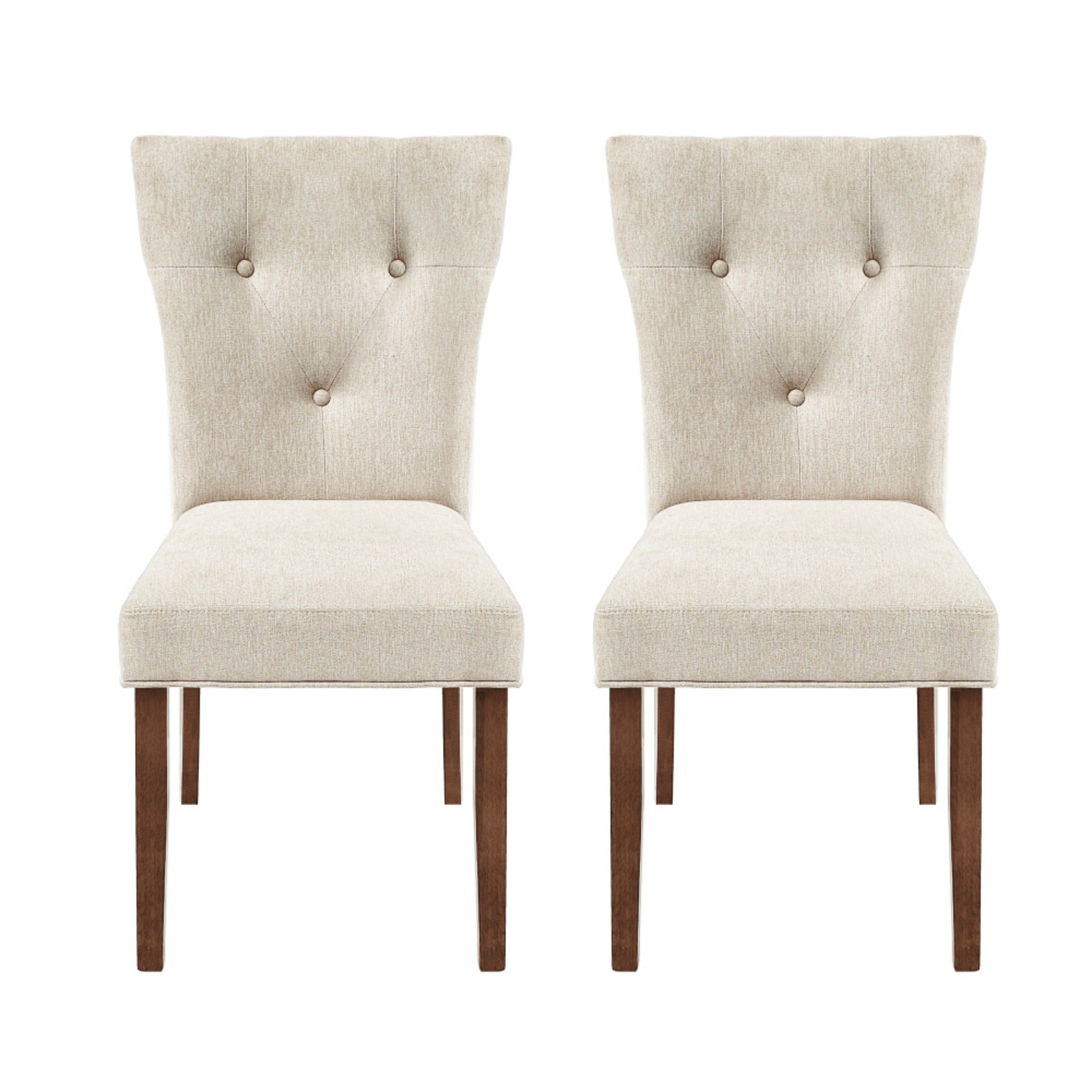 Dining Chairs Set of 2, Upholstered Kitchen & Dining Room Chairs (Cream)