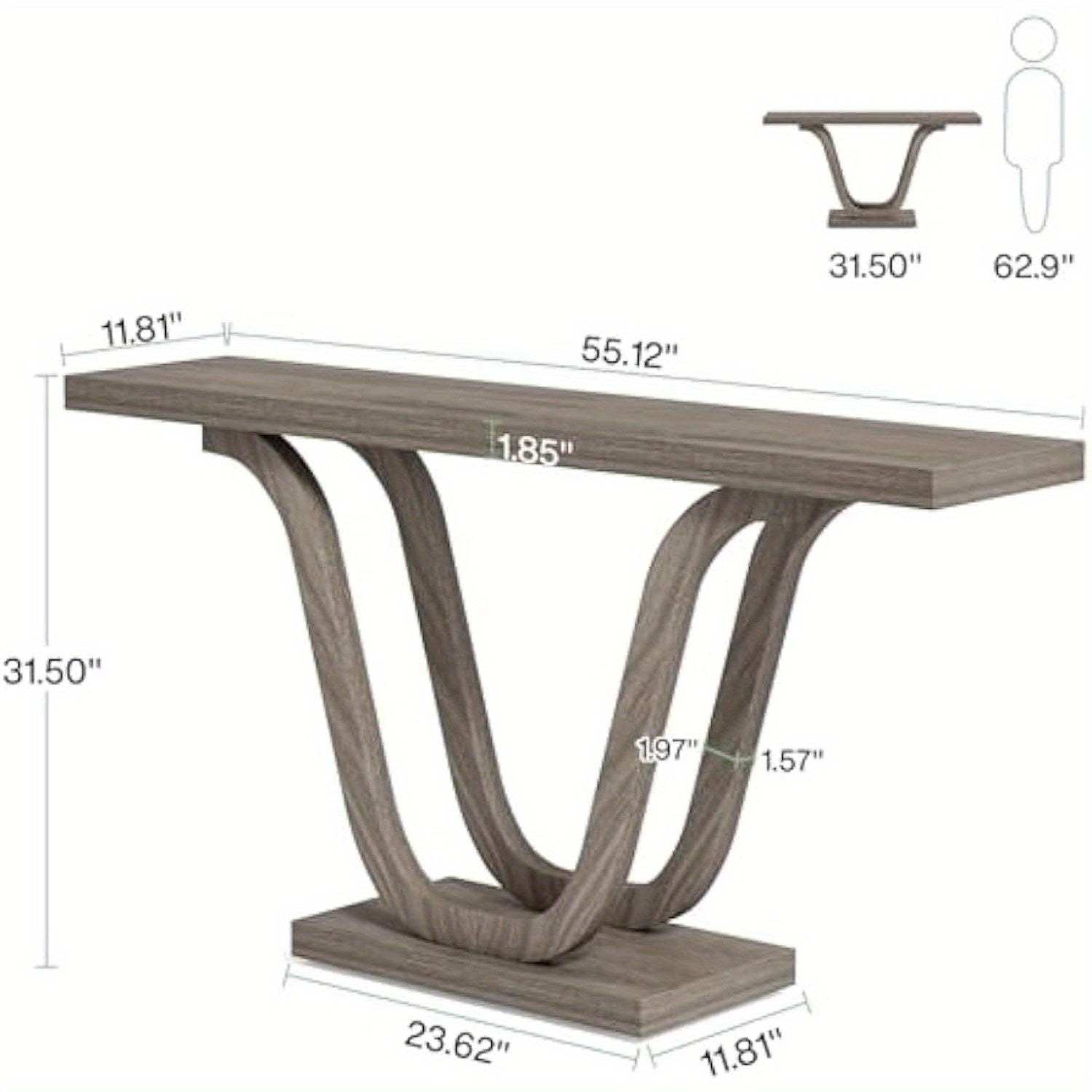 Farmhouse Console Table, Wood Entryway Table, Narrow Hallway Table, Behind Couch Table Foyer Table with Double U-Shaped Legs for Entryway, Living Room, Corridor, Christmas Renewal