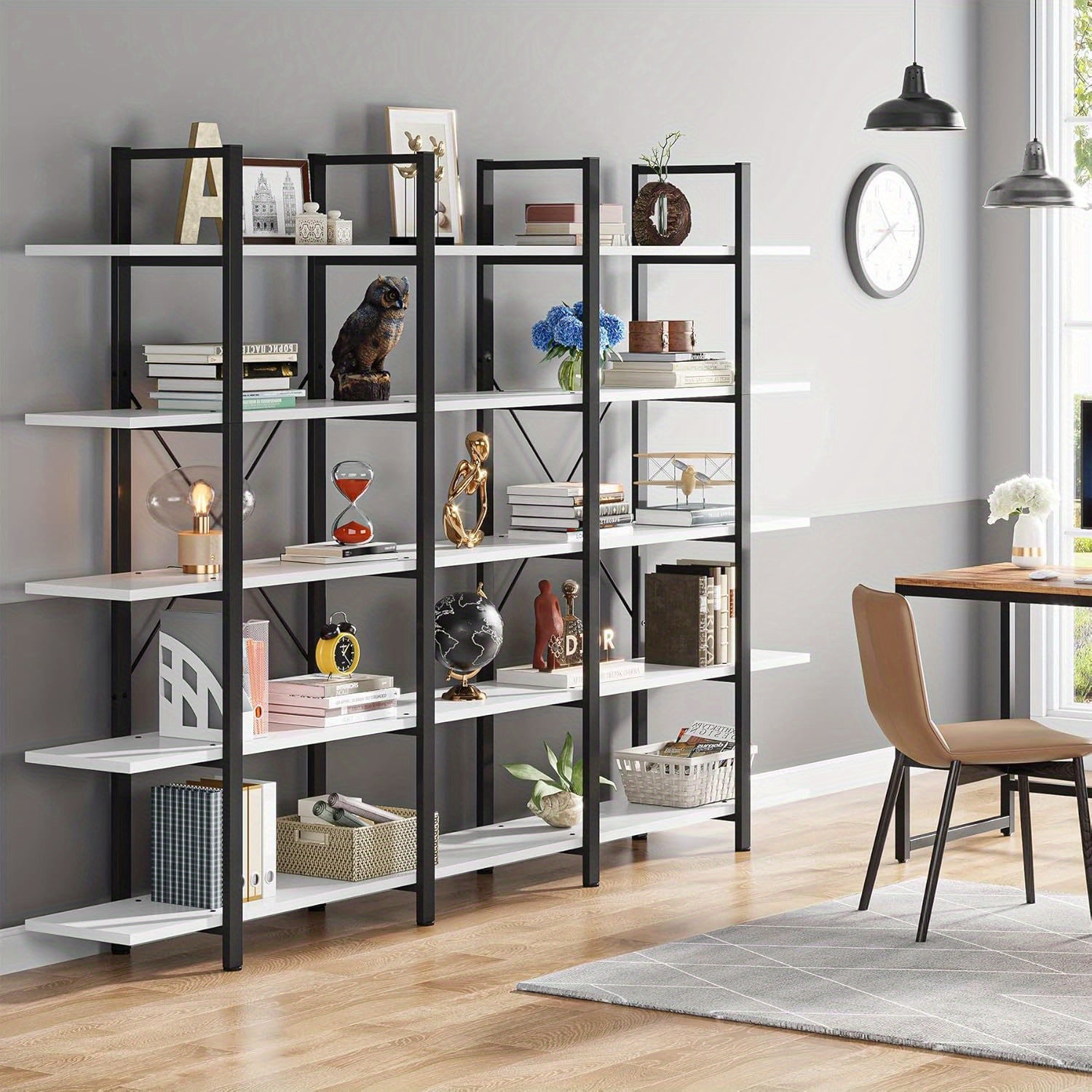5-Tier Bookshelf Vintage Modern Style Bookcase 70 ‘’ H x 12’’ W x 47’’L Christmas Renewal - Bookshelf Westberry