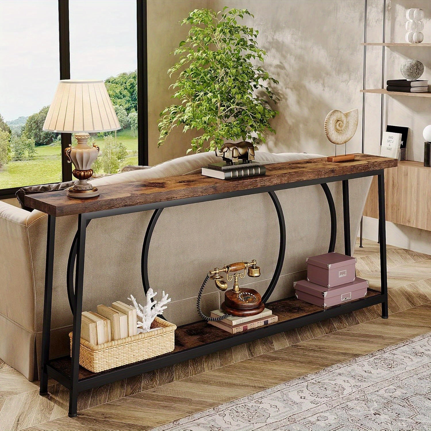 70.9 Inch Narrow Console Table with Storage, Extra Long Modern Entryway Console Table for Entryway Living Room, Christmas Renewal