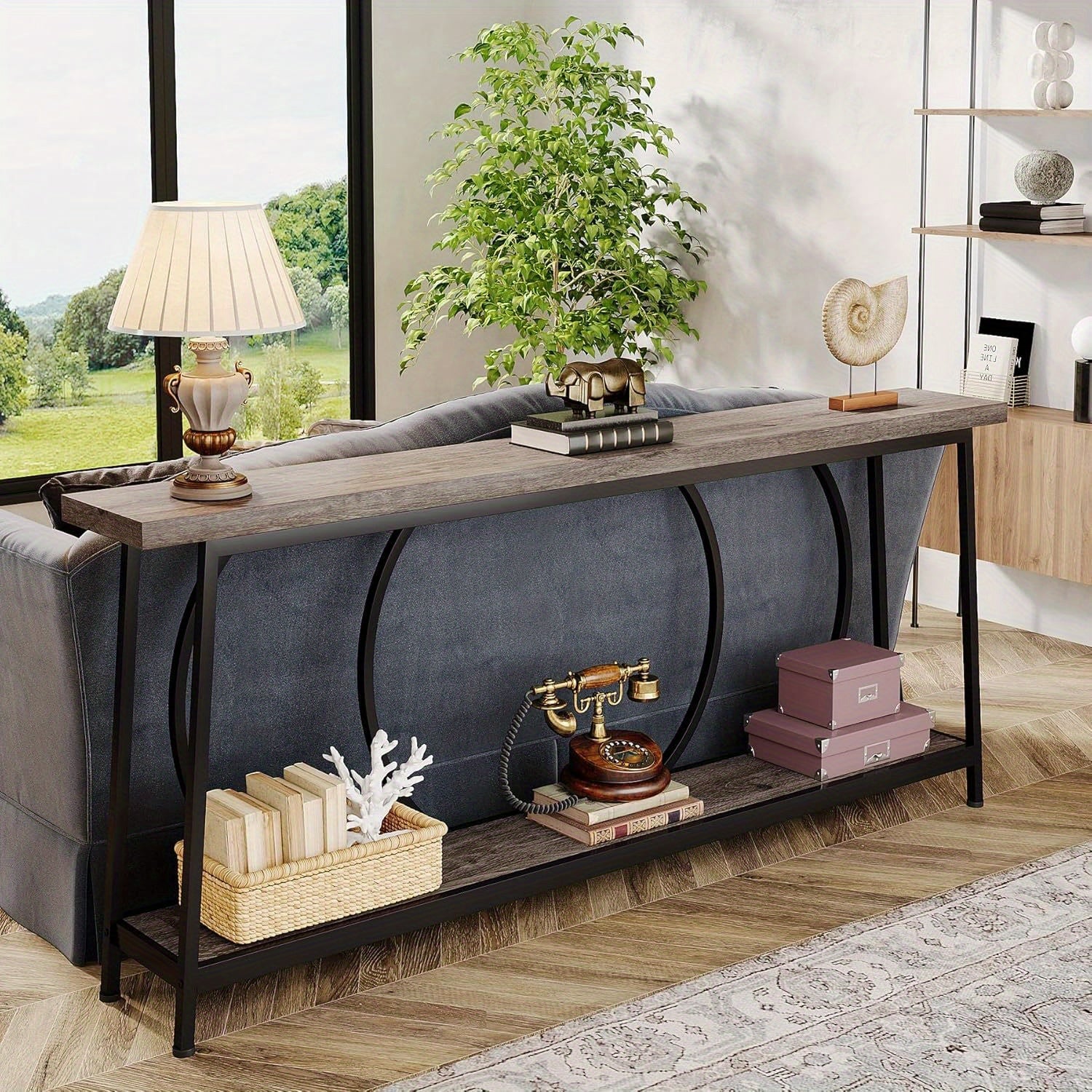 70.9 Inch Narrow Console Table with Storage, Extra Long Modern Entryway Console Table for Entryway Living Room, Christmas Renewal