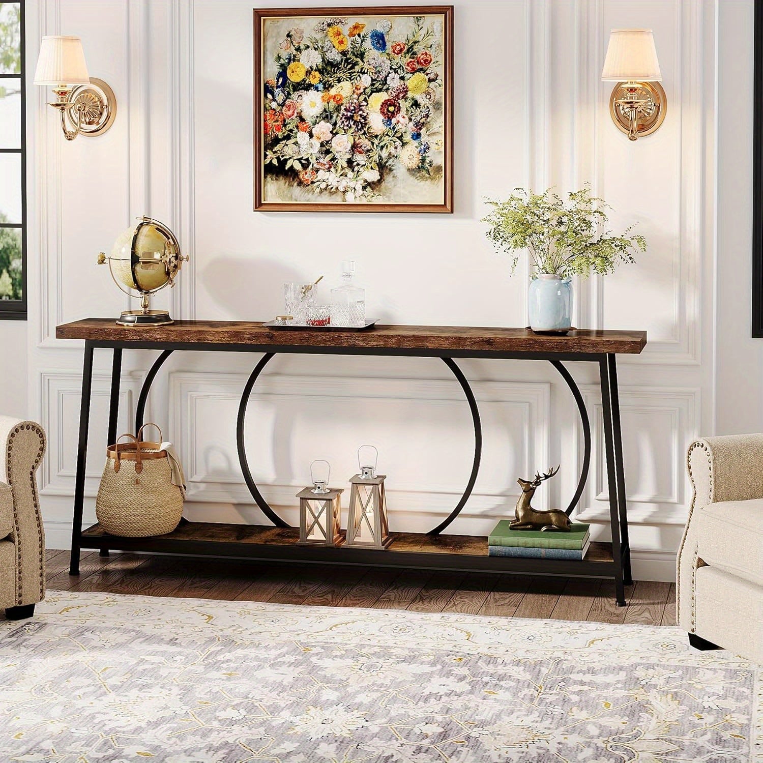 70.9 Inch Narrow Console Table with Storage, Extra Long Modern Entryway Console Table for Entryway Living Room, Christmas Renewal