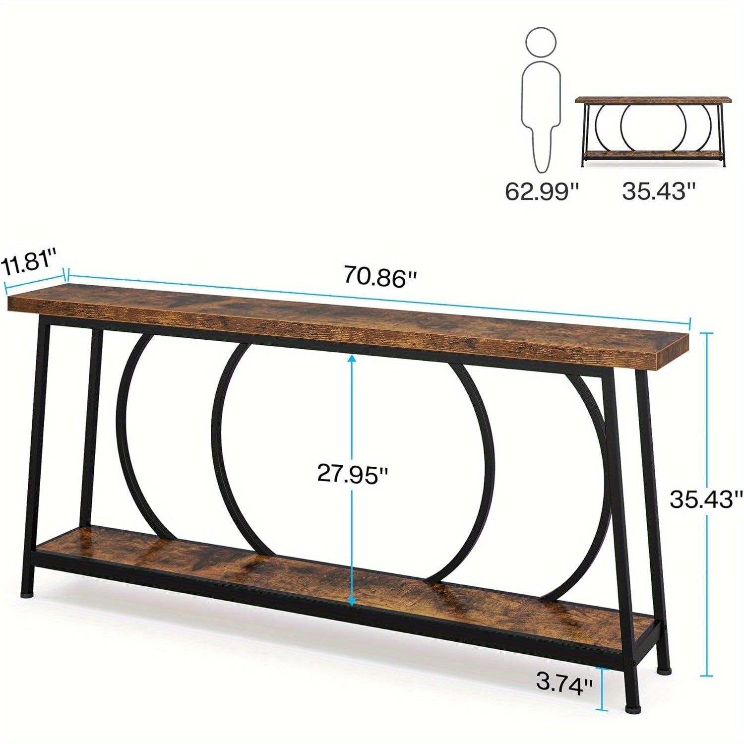 70.9 Inch Narrow Console Table with Storage, Extra Long Modern Entryway Console Table for Entryway Living Room, Christmas Renewal