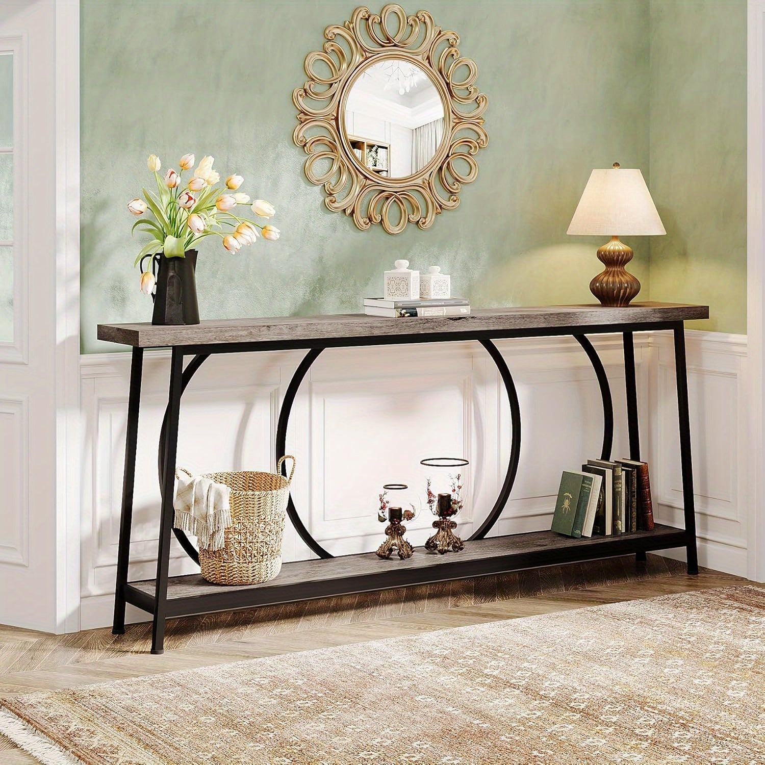 70.9 Inch Narrow Console Table with Storage, Extra Long Modern Entryway Console Table for Entryway Living Room, Christmas Renewal