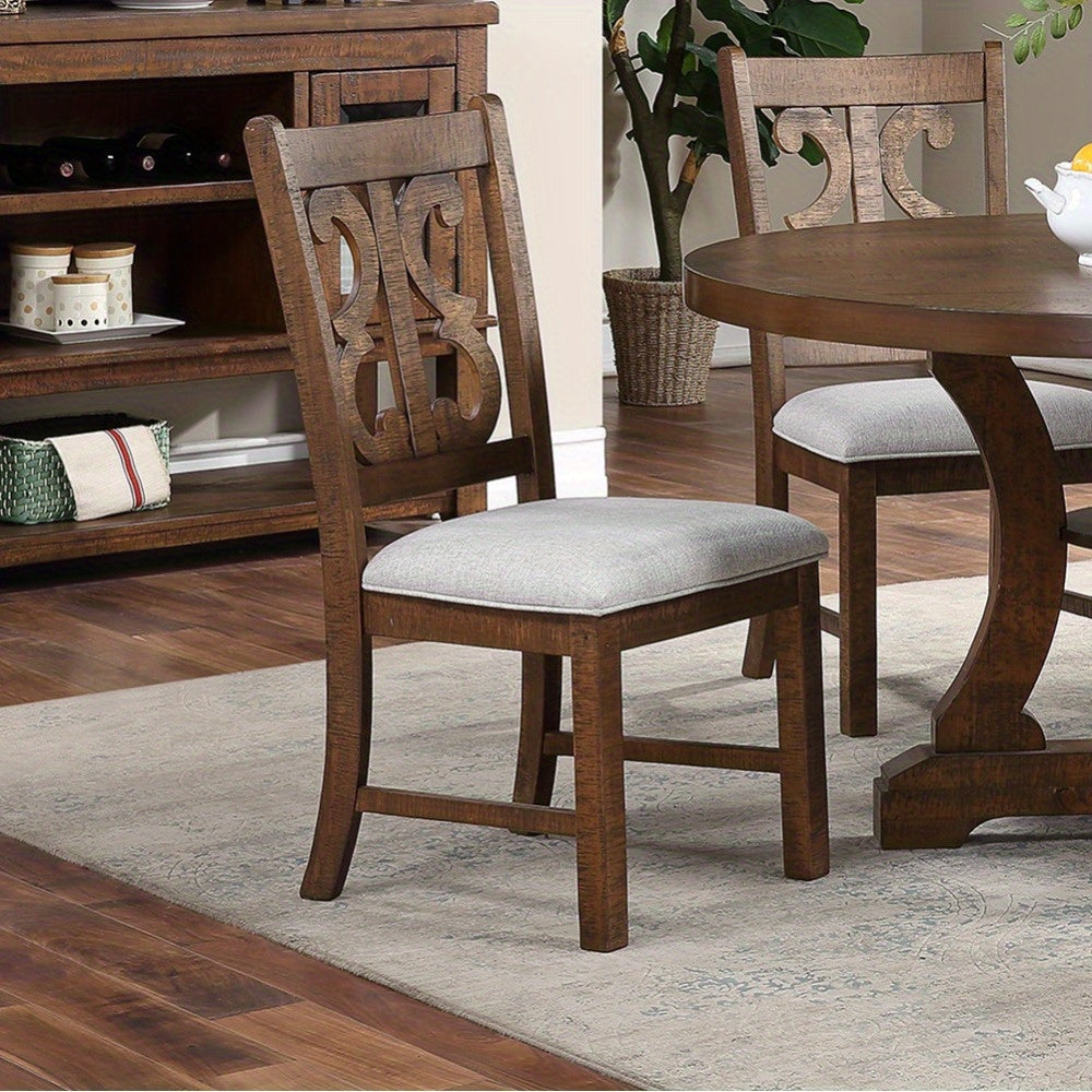 Set of 2 Upholstered Dining Chairs in Walnut Finish