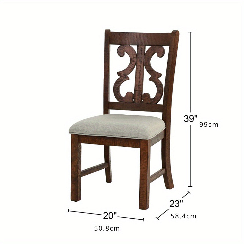 Set of 2 Upholstered Dining Chairs in Walnut Finish