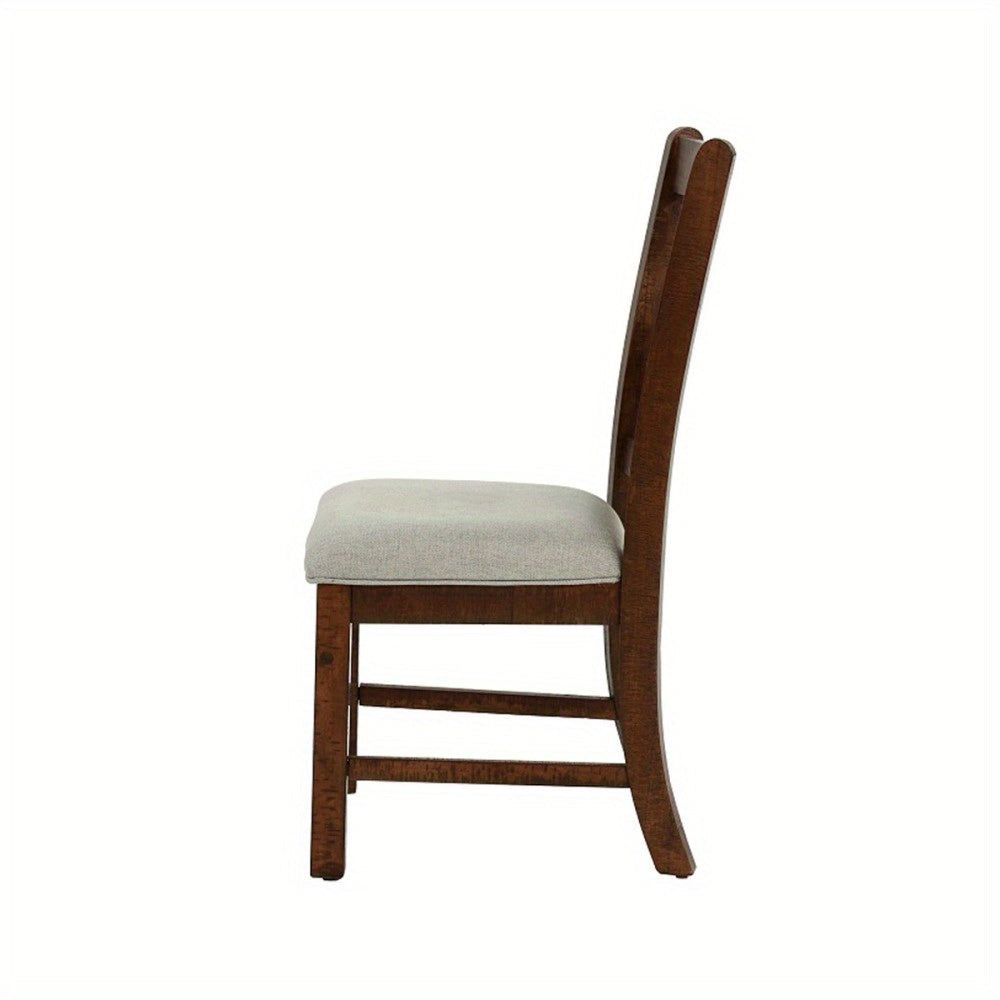 Set of 2 Upholstered Dining Chairs in Walnut Finish