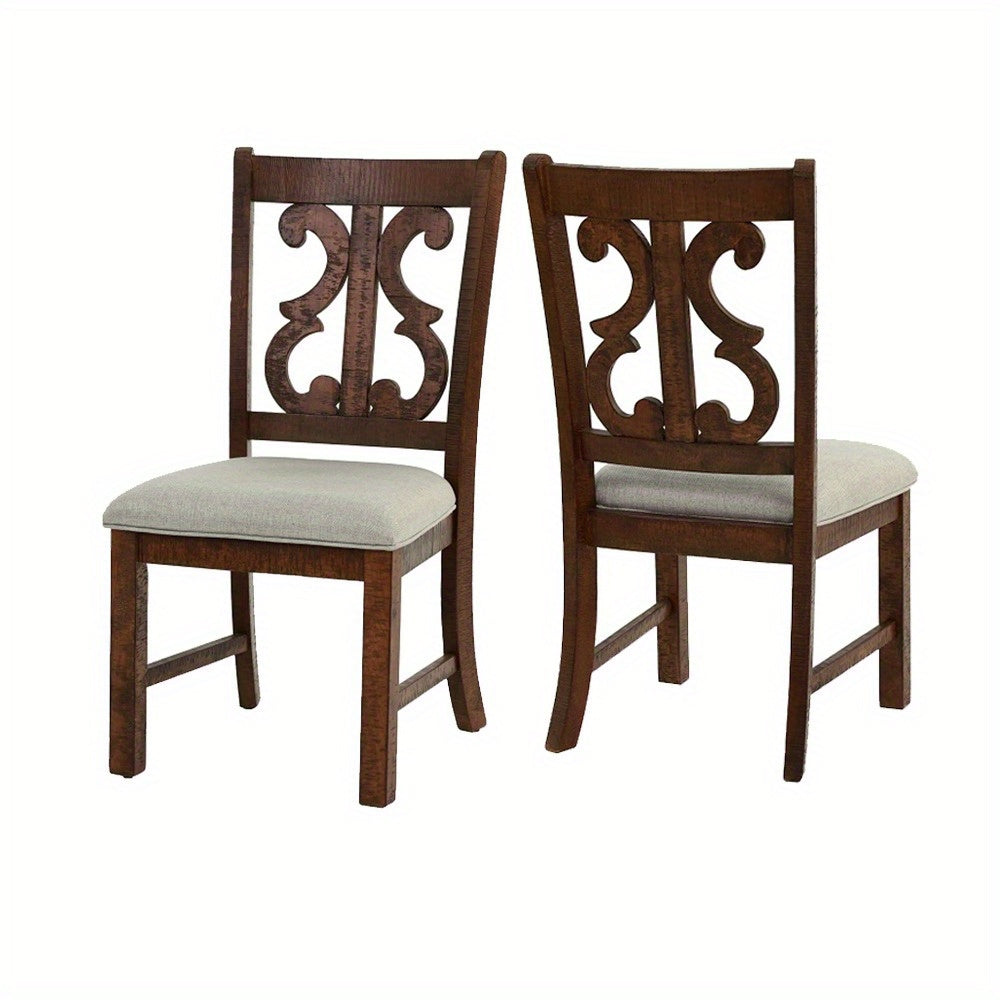 Set of 2 Upholstered Dining Chairs in Walnut Finish