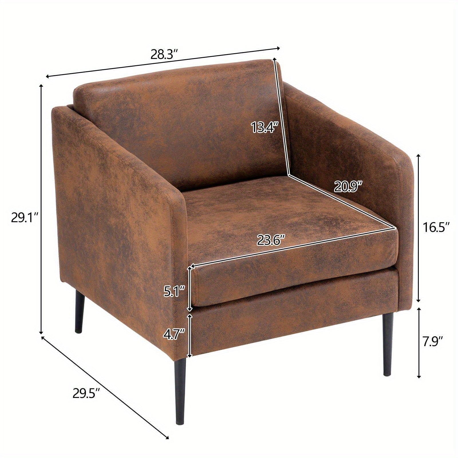 Modern Barrel Chair Mid Century Accent Chair, Armchair Club Chair with Cushions for Living Room Bedroom Brown