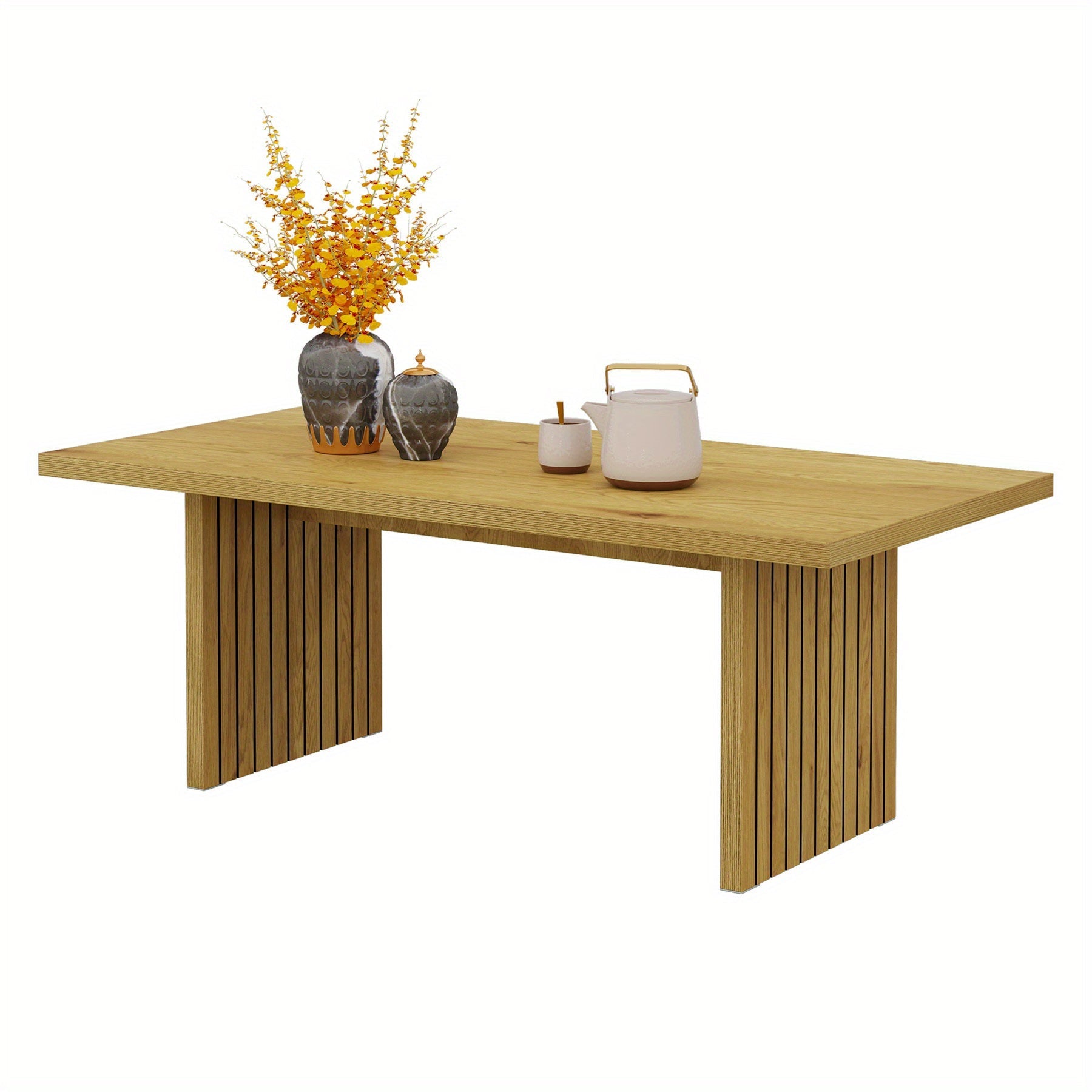 47 Inch Wooden Coffee Table, Farmhouse Center Table Cocktail Table