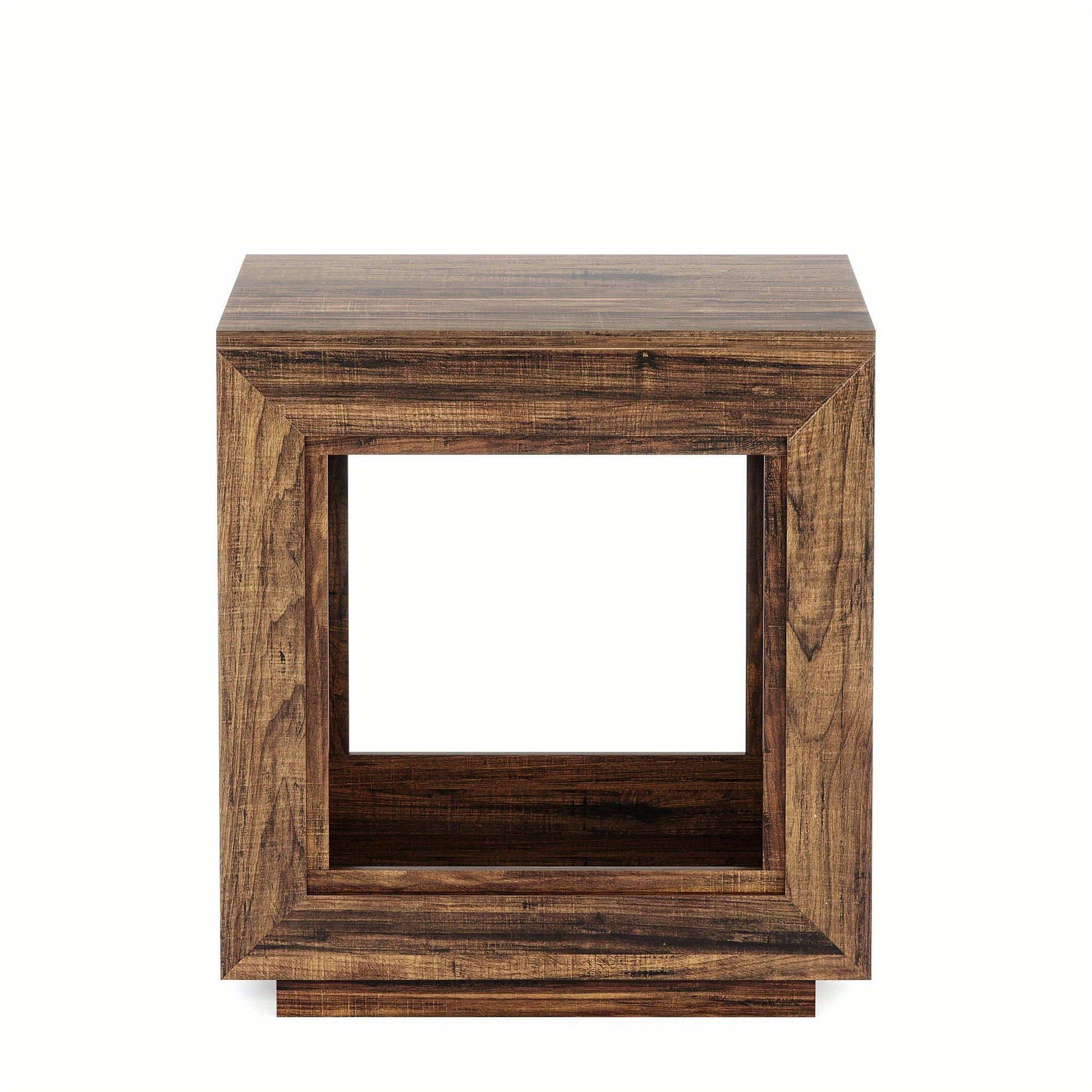 25 Inch Solid Wood Side Table, Square Side Table, Bedside Table with Storage Function