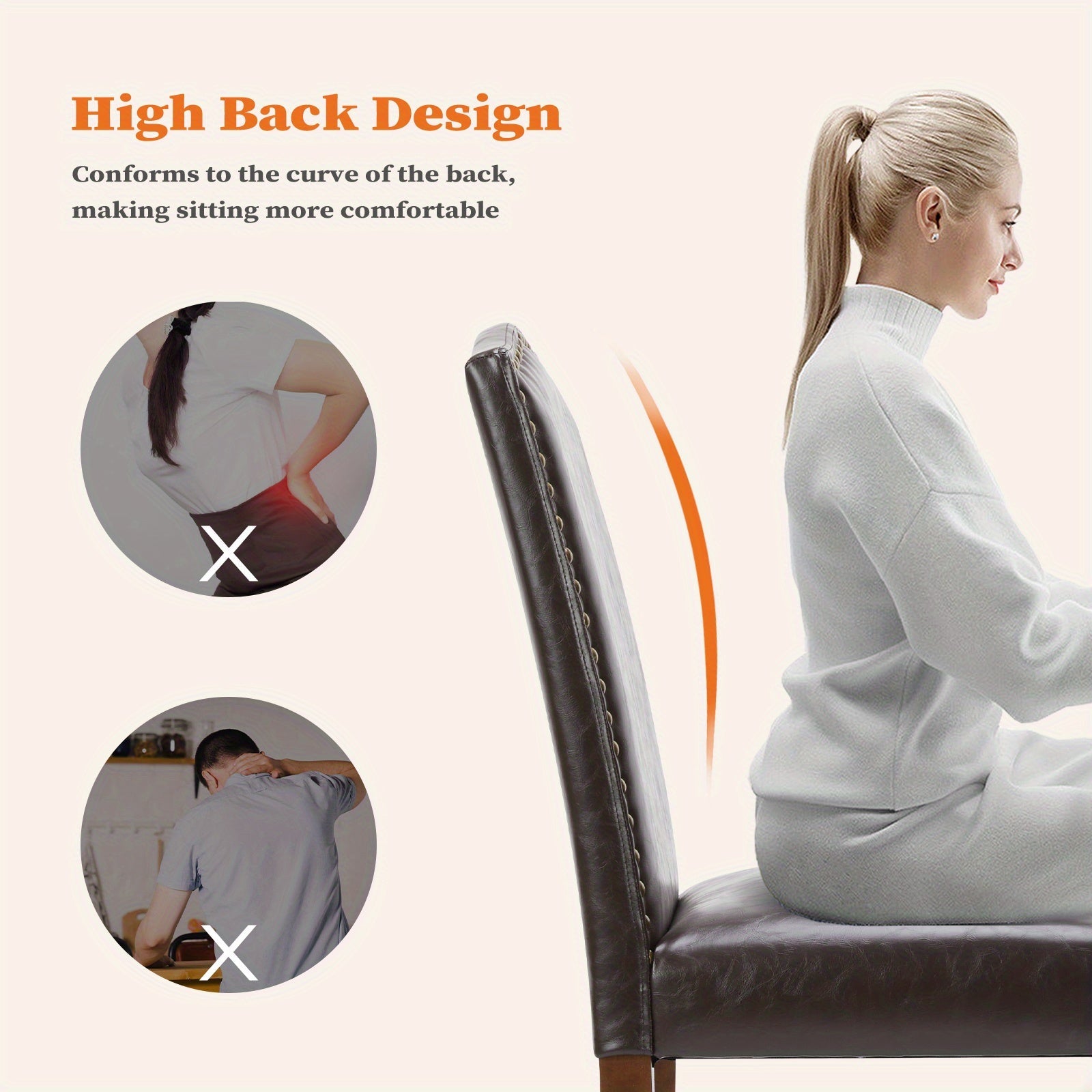 Modern Dining Chairs Set of 2 Upholstered Kitchen Room Chairs Mid- Century High- End Dining Room Side Chairs