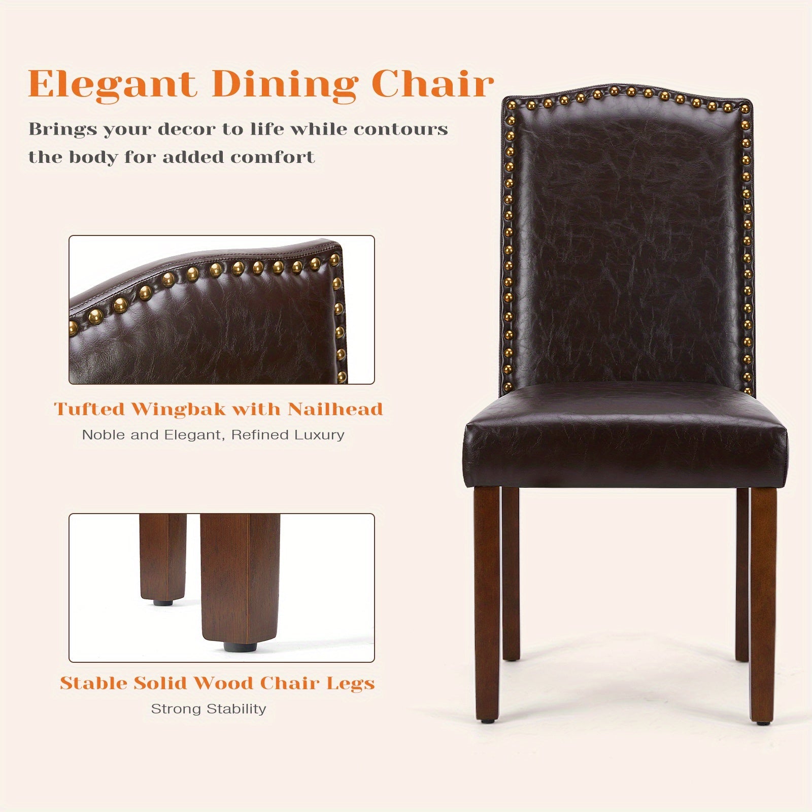 Modern Dining Chairs Set of 2 Upholstered Kitchen Room Chairs Mid- Century High- End Dining Room Side Chairs