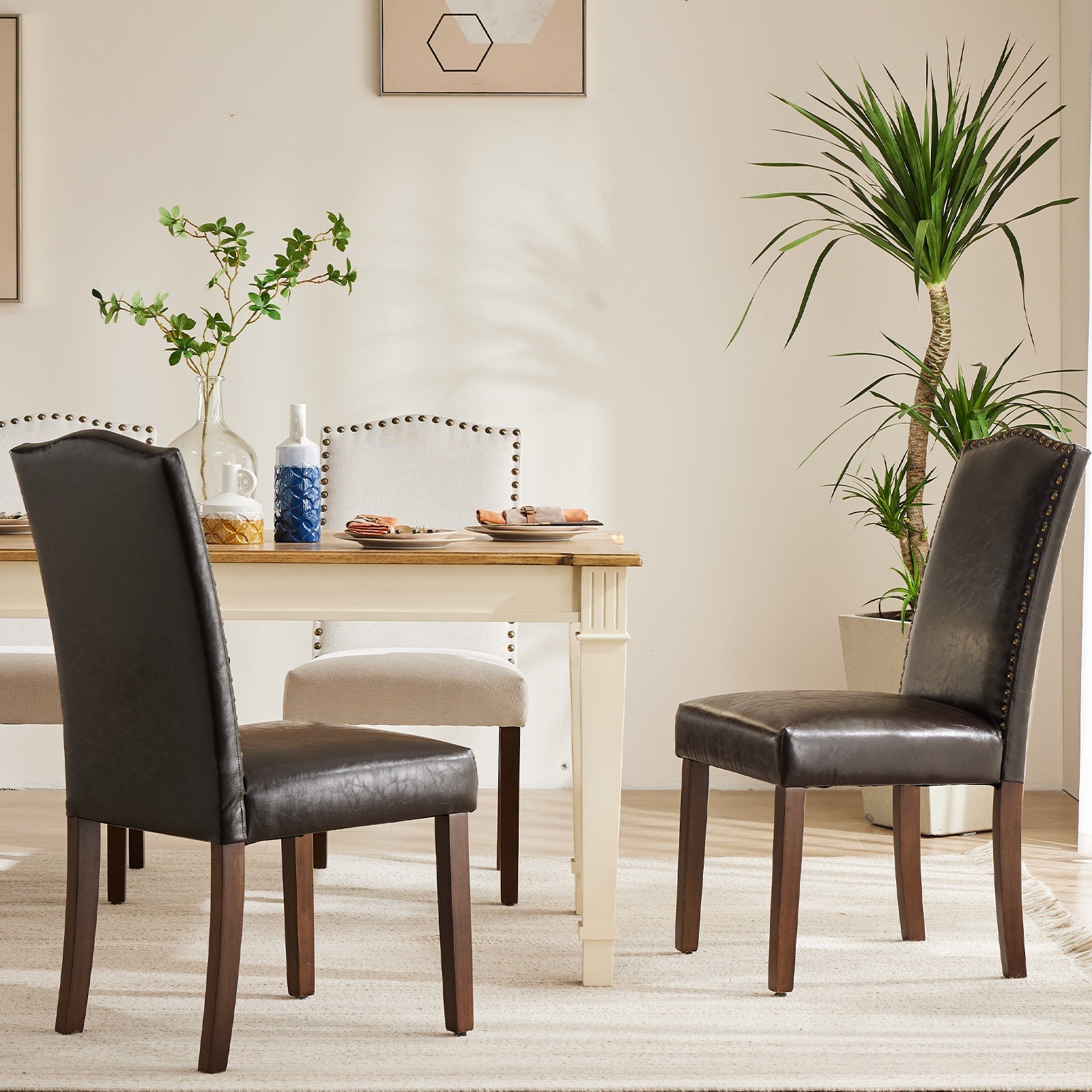 Modern Dining Chairs Set of 2 Upholstered Kitchen Room Chairs Mid- Century High- End Dining Room Side Chairs