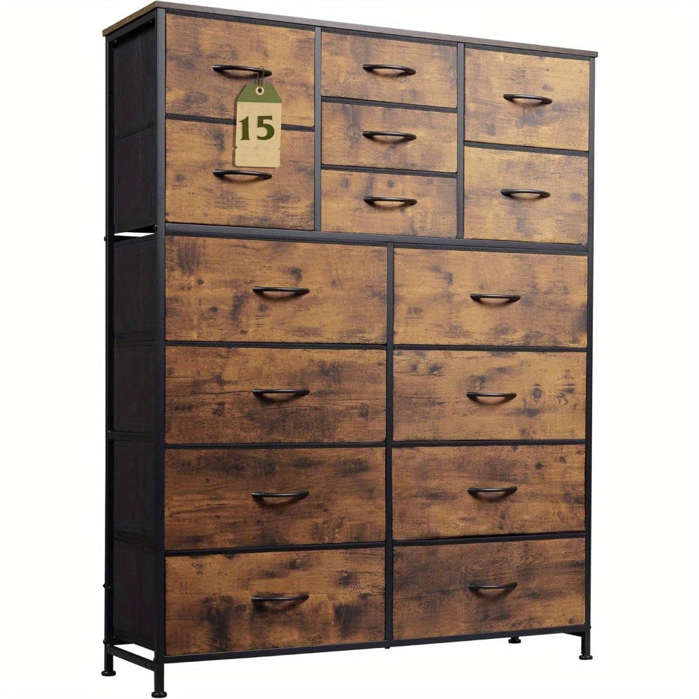 Tall Dresser for Bedroom Furniture Fabric Dressers Storage Tower with 15 Deep Drawers Chest of Drawers Organizer Unit