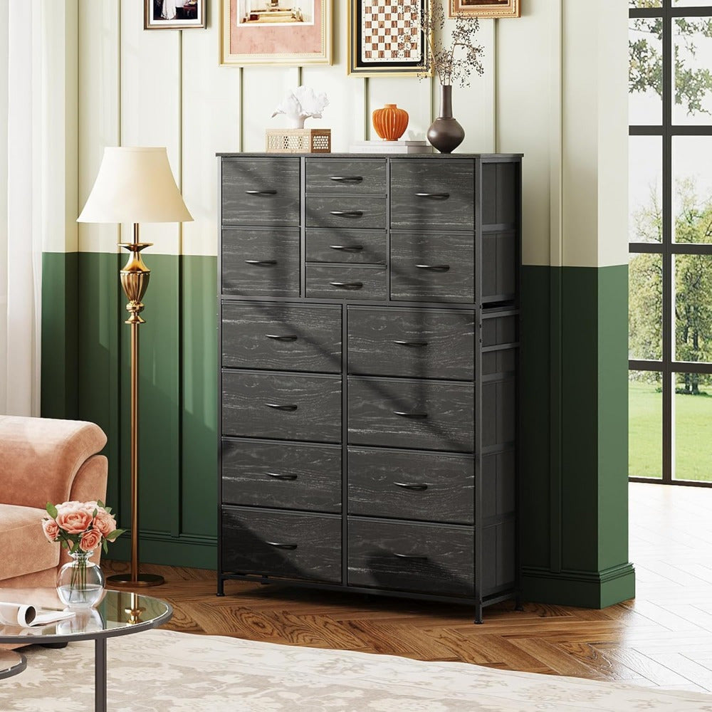 Tall Dresser for Bedroom Furniture Fabric Dressers Storage Tower with 15 Deep Drawers Chest of Drawers Organizer Unit