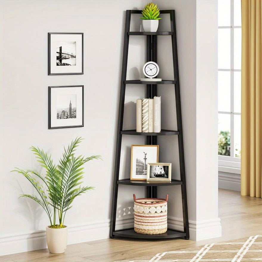 5 Tier Corner storage shelves and Bookcase 181cm Tall Corner Shelves Standing Shelving Unit Indoor Plant Stand for Home