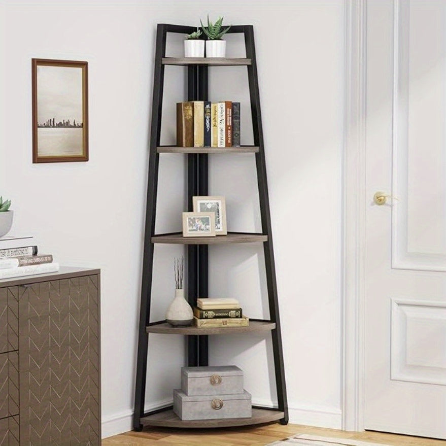 5 Tier Corner storage shelves and Bookcase 181cm Tall Corner Shelves Standing Shelving Unit Indoor Plant Stand for Home