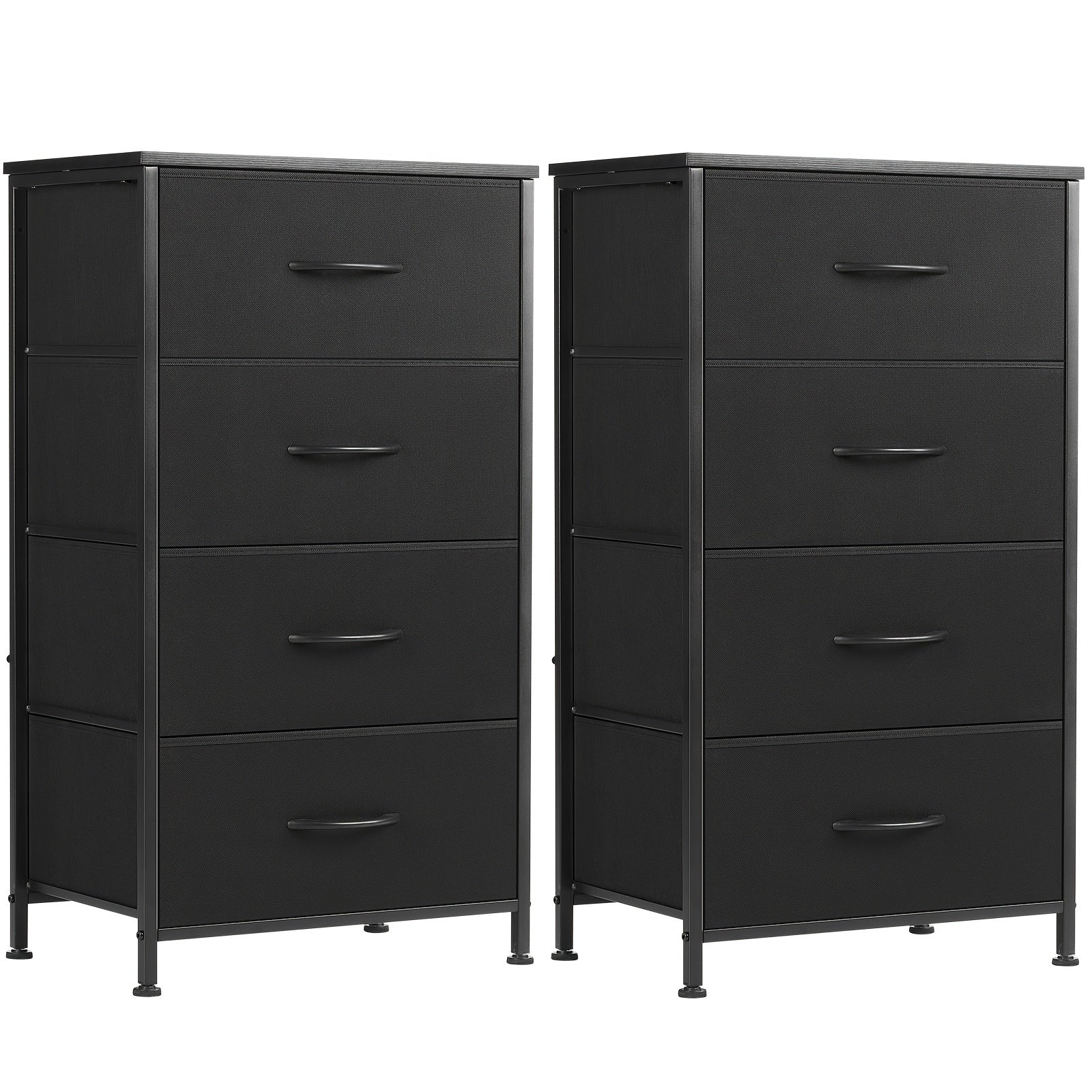 2pcs Bedroom Dresser Set - High Storage Drawer With Fabric Tower And Chest, Solid Metal Frame, Wooden Table Top, Perfect For Wardrobe And Entrance