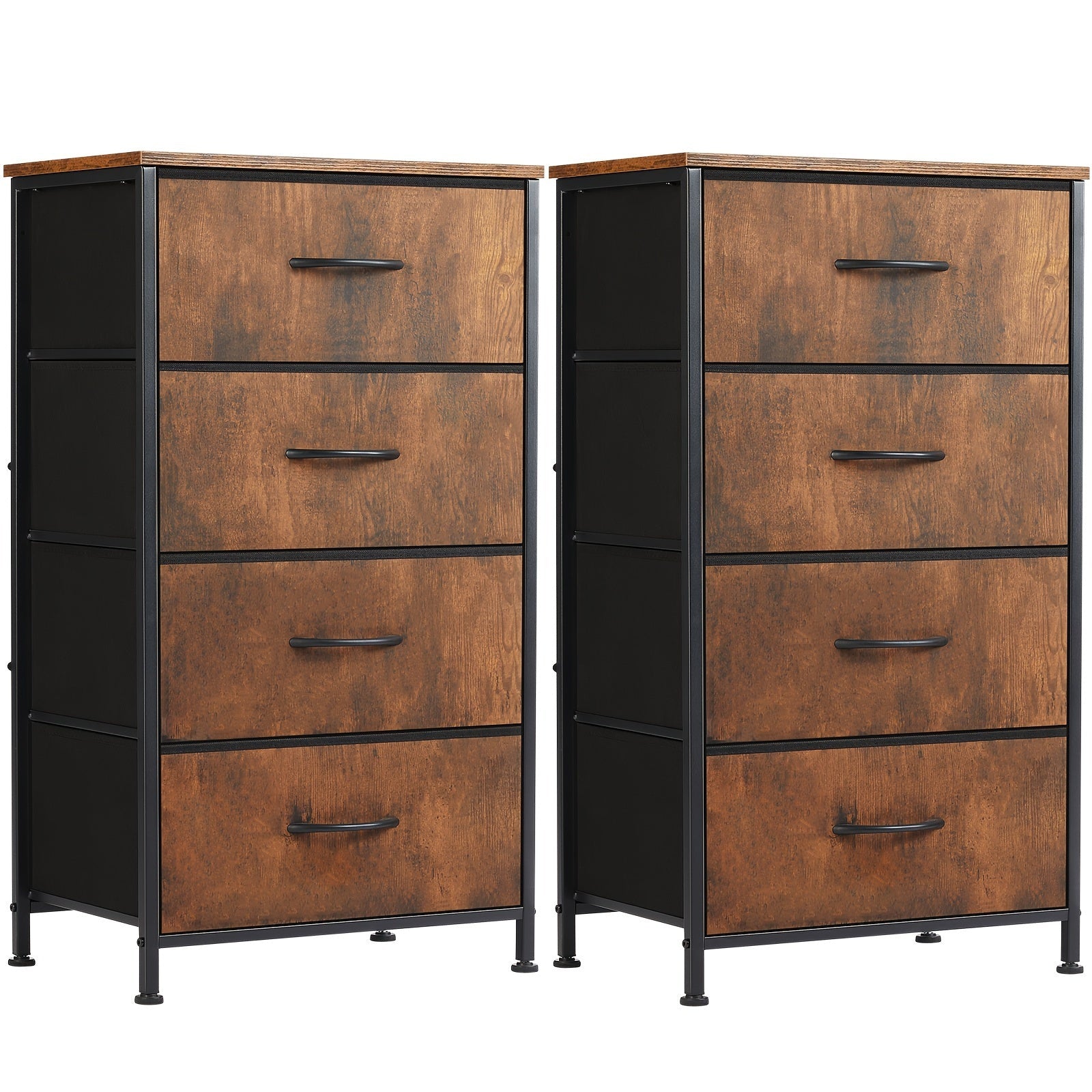 2pcs Bedroom Dresser Set - High Storage Drawer With Fabric Tower And Chest, Solid Metal Frame, Wooden Table Top, Perfect For Wardrobe And Entrance