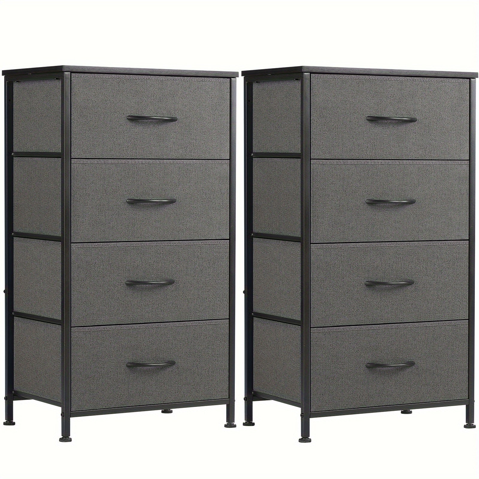 2pcs Bedroom Dresser Set - High Storage Drawer With Fabric Tower And Chest, Solid Metal Frame, Wooden Table Top, Perfect For Wardrobe And Entrance