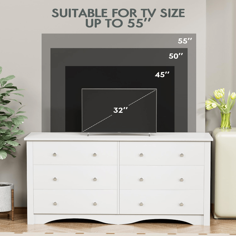6 Drawer Double Dresser Wide Wood Chest Of Drawers Storage Tower Storage for Living Room Bedroom - Dresser Westberry