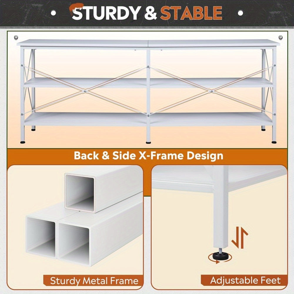 TV Stand up to 70 Inch TV, 63" Entertainment Center, TV Media Console with 3-Tier Storage Shelves for Living Room and Bedroom