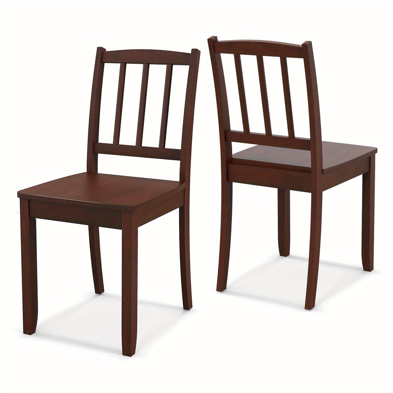 Wood Dining Chair Set of 2 w/ Rubber Wood Legs, Curved Backrest, Armless Kitchen Chairs, Wooden Side Chairs, Farmhouse Ladder Back Diner Chairs for Home Dining Room Kitchen, Load 400 LBS