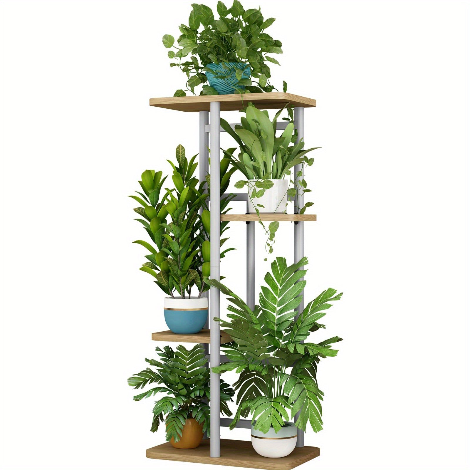 Plant Stand 5-Tier Plant Shelf for Indoor Outdoor, Waterproof Metal Tall Plant Stand for Living Room Bathroom Balcony Garden Flower Stand