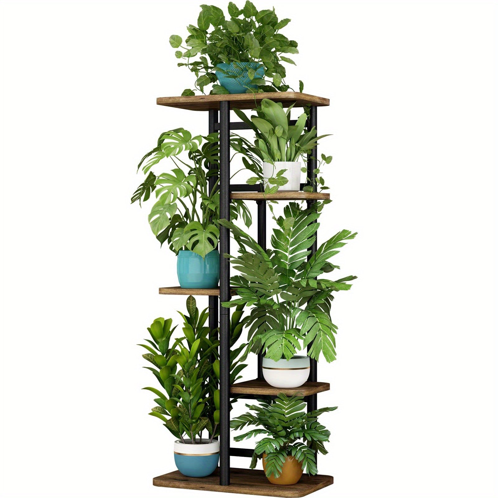 Plant Stand 5-Tier Plant Shelf for Indoor Outdoor, Waterproof Metal Tall Plant Stand for Living Room Bathroom Balcony Garden Flower Stand