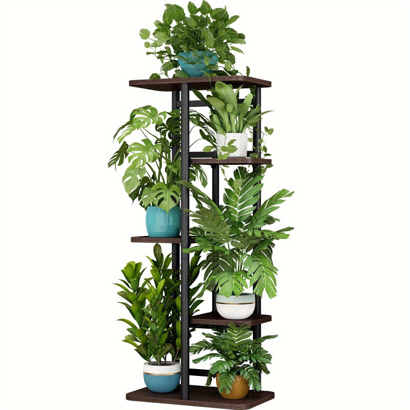 Plant Stand 5-Tier Plant Shelf for Indoor Outdoor, Waterproof Metal Tall Plant Stand for Living Room Bathroom Balcony Garden Flower Stand