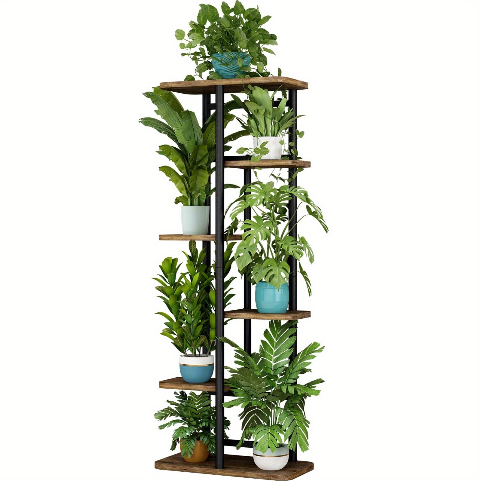 Plant Stand 5-Tier Plant Shelf for Indoor Outdoor, Waterproof Metal Tall Plant Stand for Living Room Bathroom Balcony Garden Flower Stand