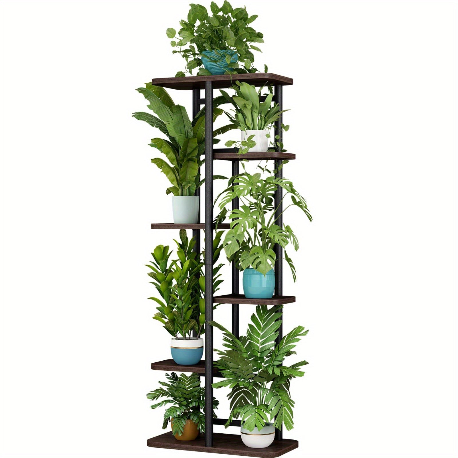 Plant Stand 5-Tier Plant Shelf for Indoor Outdoor, Waterproof Metal Tall Plant Stand for Living Room Bathroom Balcony Garden Flower Stand