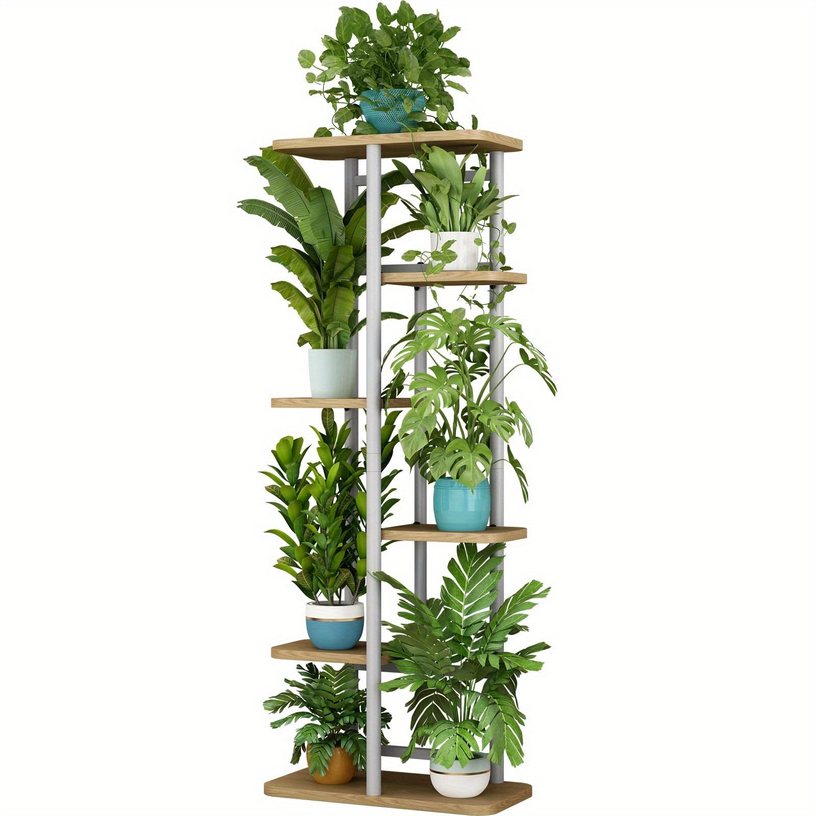 Plant Stand 5-Tier Plant Shelf for Indoor Outdoor, Waterproof Metal Tall Plant Stand for Living Room Bathroom Balcony Garden Flower Stand