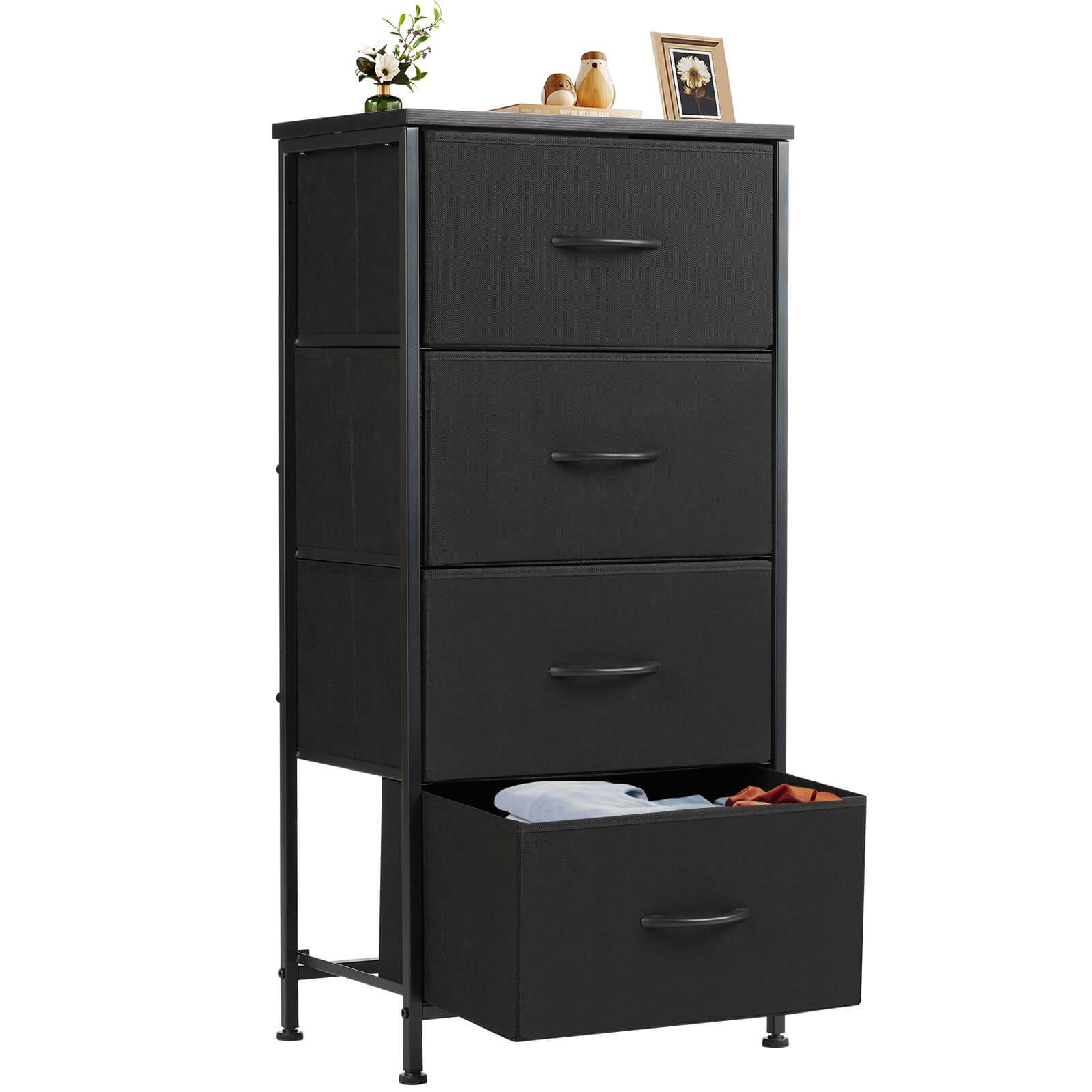 2pcs Bedroom Dresser Set - High Storage Drawer With Fabric Tower And Chest, Solid Metal Frame, Wooden Table Top, Perfect For Wardrobe And Entrance