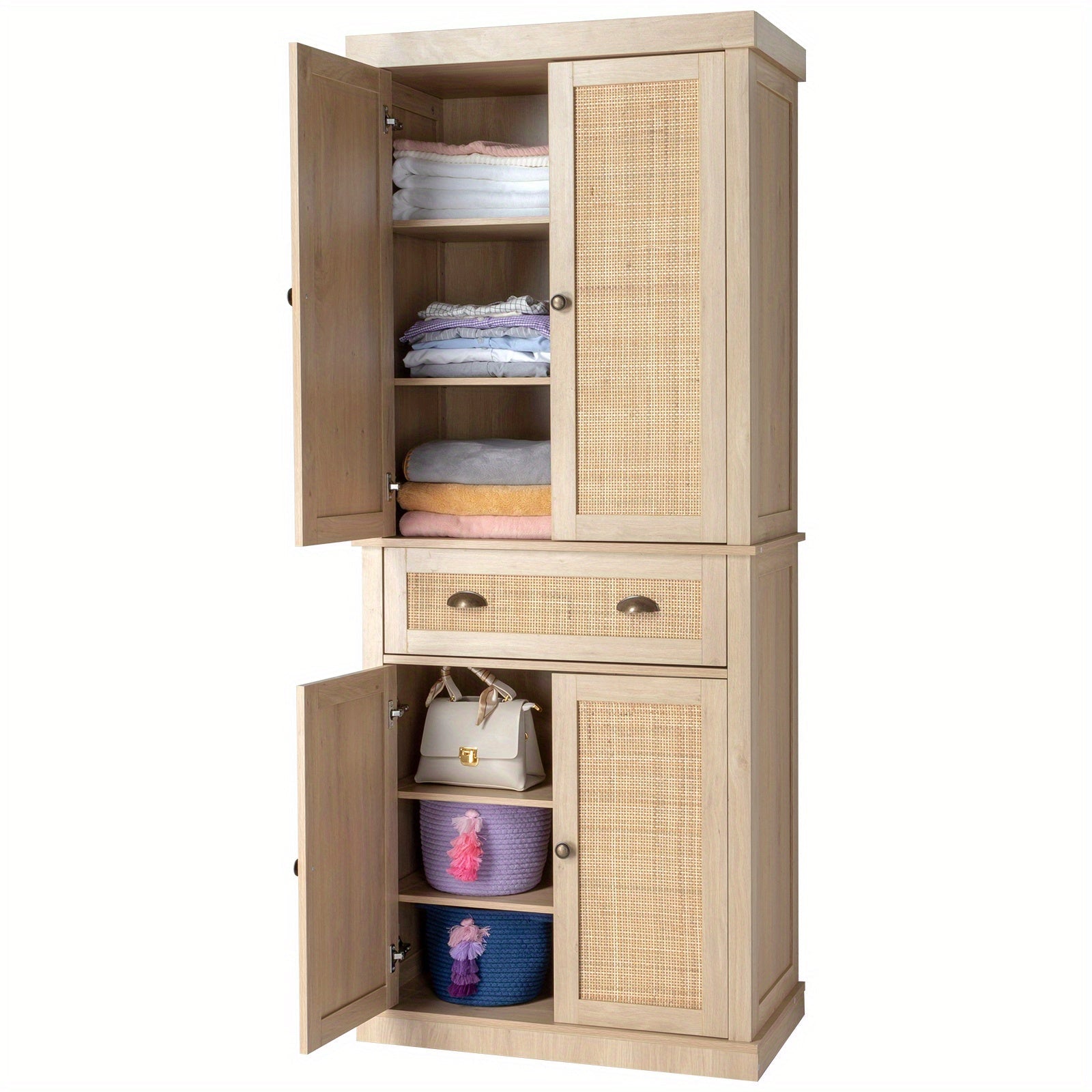 4 Doors Armoire with 1 Drawer and 4 Adjustable Inner Shelves