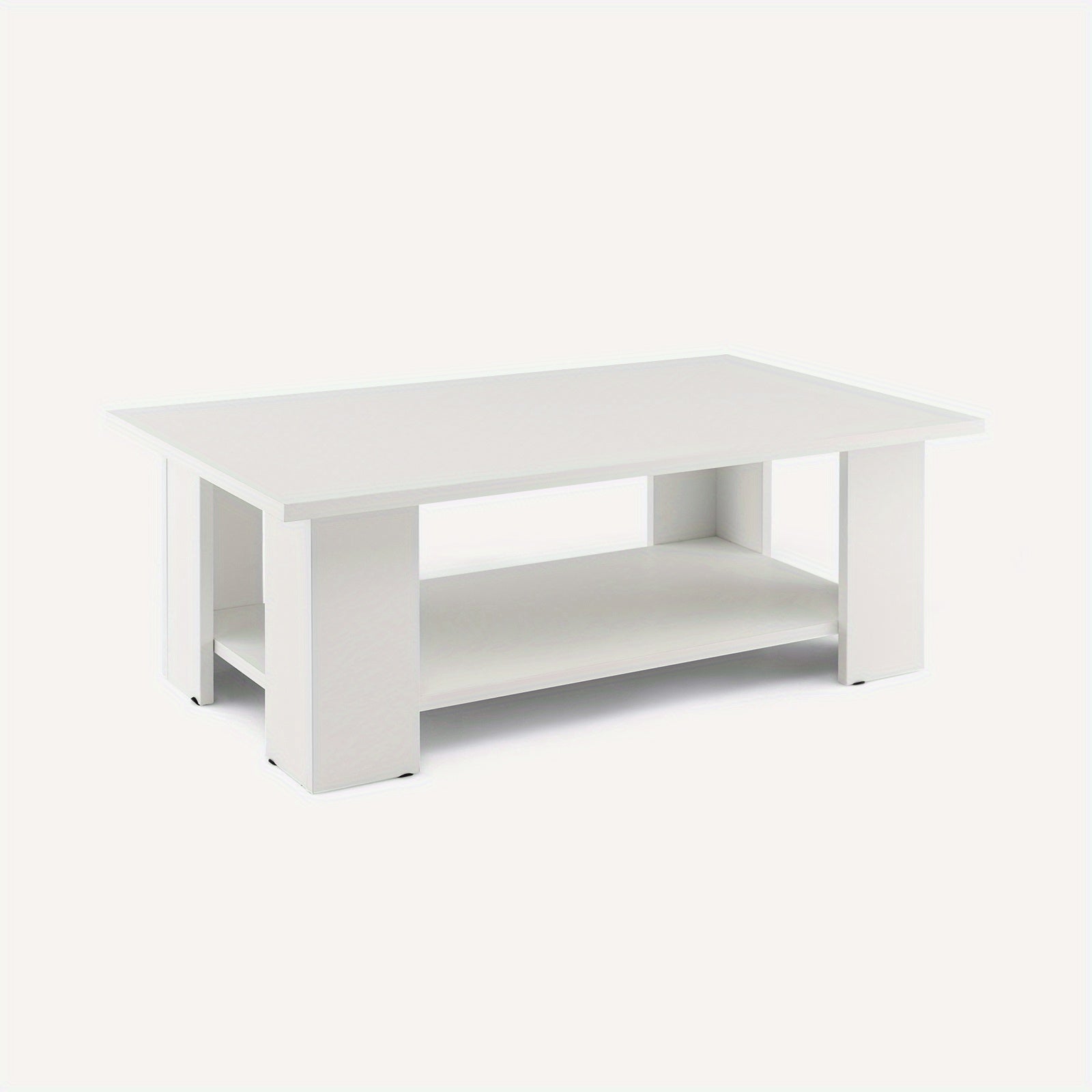 Modern Coffee Table w/ Storage Shelf Large 36’’ 2-tier Wooden Tea Table w/ Open Shelf Rectangle Wood End Table Easy